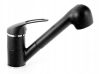 Gránit mosogatótálca NERO Monza + kihúzható zuhanyfejes Shower csaptelep + dugókiemelő (fekete)