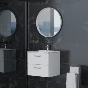 Intenso fiókos fürdőszobabútor mosdókagylóval - 50 cm (magasfényű fehér)