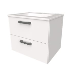   Mirano fiókos fürdőszobai mosdószekrény - 50 cm (magasfényű fehér)