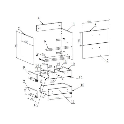Mirano fiókos fürdőszobai mosdószekrény - 50 cm (magasfényű fehér)