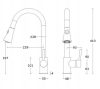 Gránit mosogatótálca NERO Monza + kihúzható zuhanyfejes Snake csaptelep + dugókiemelő (szürke)