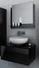 Fürdőszoba bútor kerámia mosdóval tükörrel- 60 cm (fényes fekete)