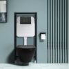 Welland M6601-B Slim beépíthető fali WC tartály fekete nyomólappal