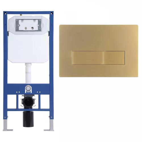 Welland M6601 Slim beépíthető fali WC tartály + szálcsiszolt arany nyomólap