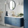 Fürdőszoba szekrény kék színben mosdóval 65 cm