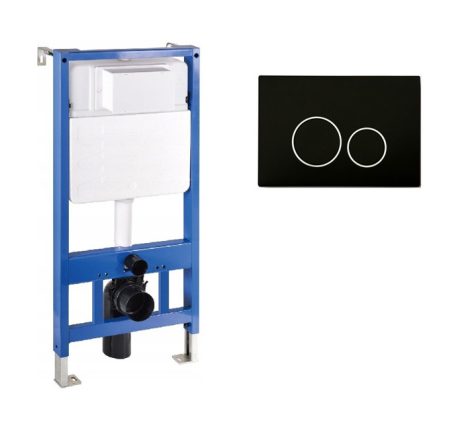 Mexen Fenix Slim beépíthető WC tartály + Fenix-02 fekete nyomólap (60100-600503)