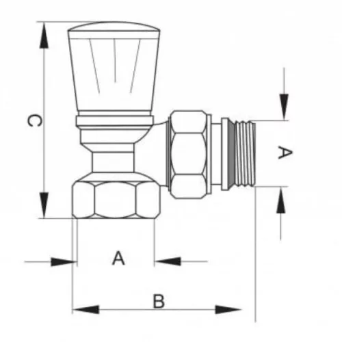Radiátor sarokszelep - 1/2"