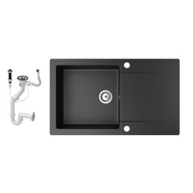   Gránit mosogatótálca NERO Gold + dugókiemelő (matt fekete)