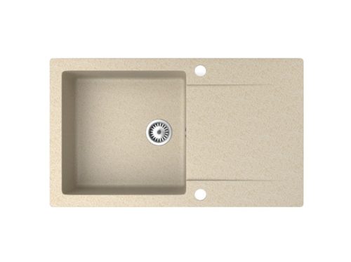 Gránit mosogató NERO Gold + Steel csaptelep + dugókiemelő (bézs)