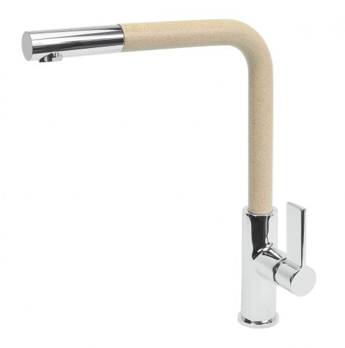 Gránit mosogató NERO Gold + kihúzható Linea csaptelep + dugókiemelő (bézs)