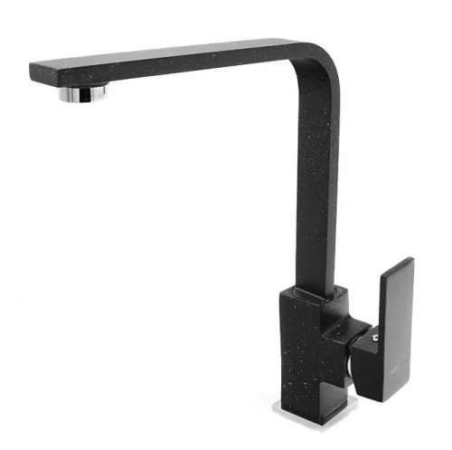 Gránit mosogató NERO Gold + Design csaptelep + adagoló (fekete)