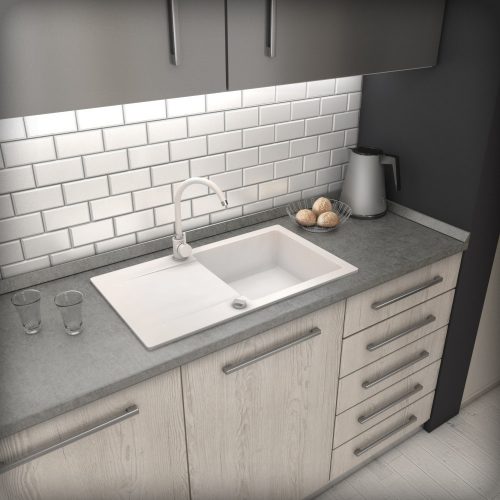 Granit-mosogato-NERO-Gold-Linea-csaptelep-automata-dugokiemelo-feher