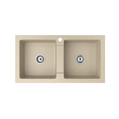 Gránit mosogató NERO Lybra + magasított csaptelep + szifon (bézs)