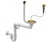 Gránit mosogató NERO Malta + kihúzható zuhanyfejes Duo-Flex Gold csaptelep + dugóemelő (matt fekete)