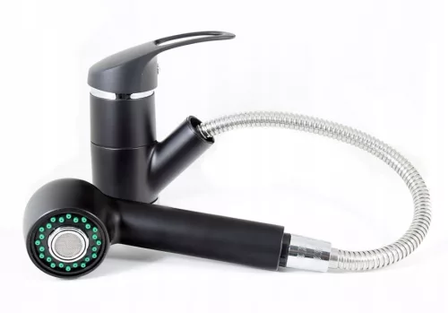 Gránit mosogató NERO Malta + Design csaptelep + dugókiemelő (fekete)x