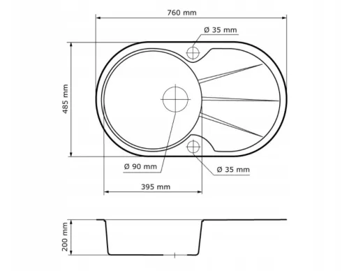Gránit mosogató NERO Provence + magasított csaptelep + dugókiemelő (bézs)