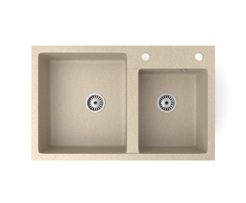 Gránit mosogatótálca NERO Palazzo + Retro csaptelep + adagoló + dugókiemelő (bézs)