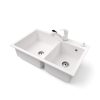 Gránit mosogatótálca NERO Palazzo + kihúzható zuhanyfejes Shower csaptelep + adagoló (fehér)