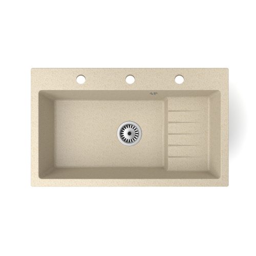 Gránit mosogató NERO Malta + Design csaptelep + dugókiemelő (fekete)x