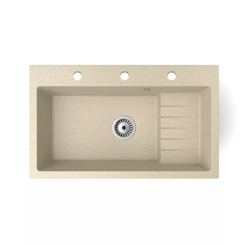 Gránit mosogató NERO Malta + Design csaptelep + dugókiemelő (fekete)x