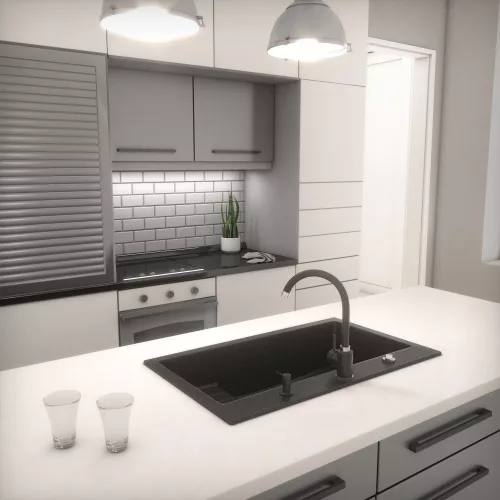 Nagymedencés gránit mosogatótálca csapteleppel 