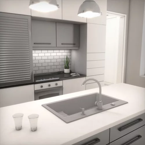 Gránit mosogató NERO Malta + Design csaptelep + dugókiemelő (fekete)x