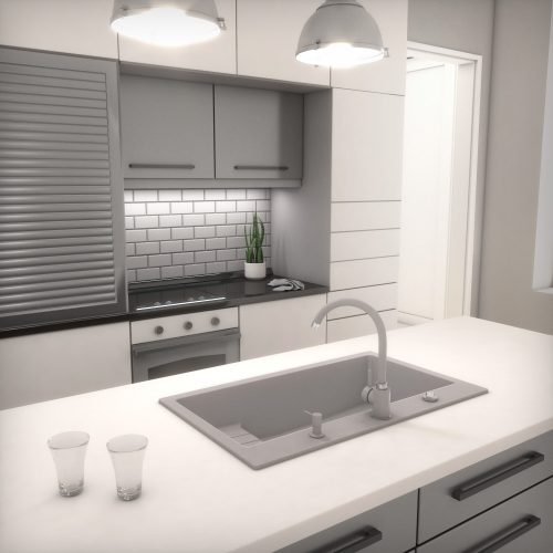 Gránit mosogató NERO Malta + Design csaptelep + dugókiemelő (fekete)x