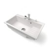 Gránit mosogatótálca NERO Boss + kihúzható Shower csaptelep + adagoló + dugókiemelő (fehér)