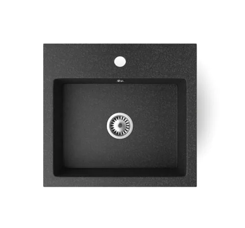 Gránit mosogató NERO Uno + Design csaptelep (fekete)