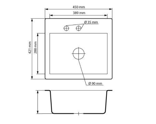 Gránit mosogató NERO Uno + Design Gold csaptelep (matt fekete)