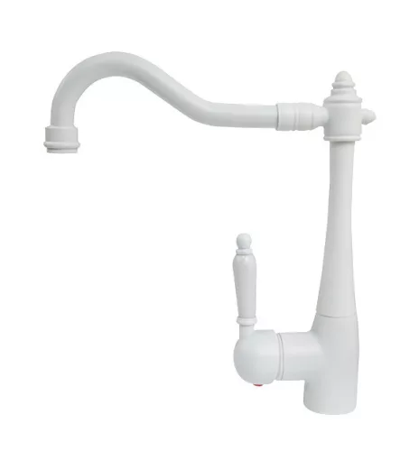 Gránit mosogató NERO Uno + rusztikus csaptelep (fehér)