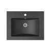 Fürdőszoba bútorra építhető gránit mosdó 60 cm - szemcsés fekete