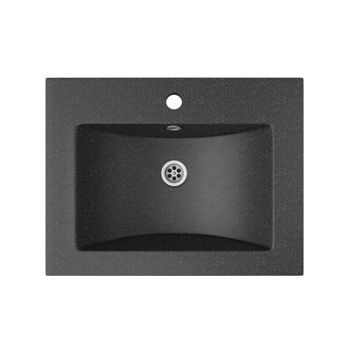 Fürdőszoba bútorra építhető gránit mosdó 60 cm - szemcsés fekete