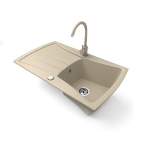   Gránit mosogatótálca NERO Venezia + magasított csaptelep + szifon (bézs)