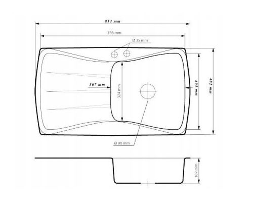 Gránit mosogatótálca NERO Venezia + magasított csaptelep + dugókiemelő (szürke)