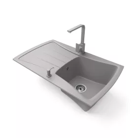   Gránit mosogatótálca NERO Venezia + Design csaptelep + adagoló (szürke)