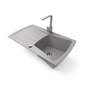   Gránit mosogatótálca NERO Venezia + Design csaptelep + dugókiemelő (szürke)