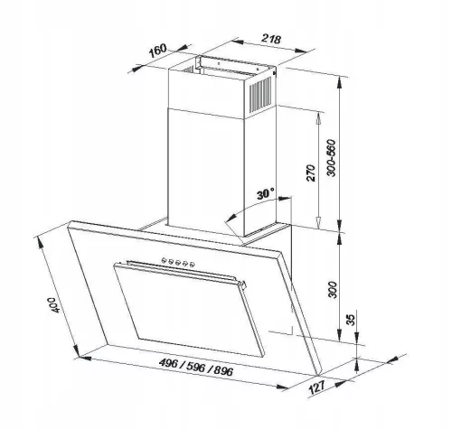 Páraelszívó 90 cm széles prémium edzett üveg előlappal szálcsiszolt inox szín