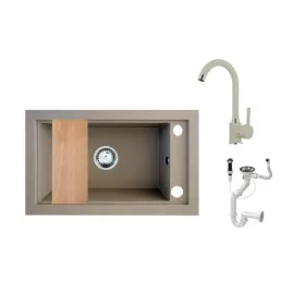 Panama P686-427B Gránit Mosogató + Csap + Deszka + Dugóemelő (bézs)