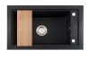 Panama P686-427C Gránit Mosogató + Kihúzható Csap + Adagoló + Deszka + Szifon (fekete)