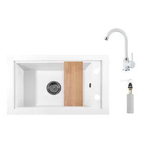 Panama P686-427BI Gránit Mosogató + Csap + Adagoló + Deszka + Szifon (fehér)
