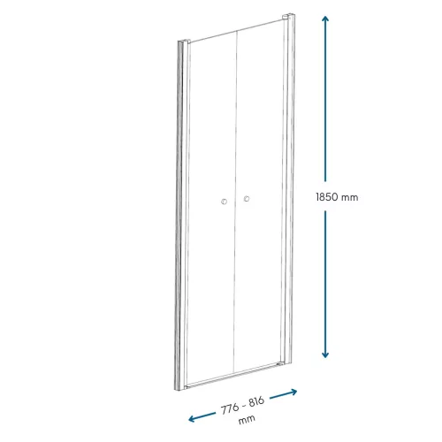 Welland RDD-80 kétszárnyú zuhanyajtó - 80 cm - króm profil