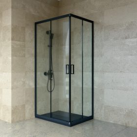   Welland RE-7090 zuhanykabin elhúzható ajtóval - 70 x 90 cm - fekete profil