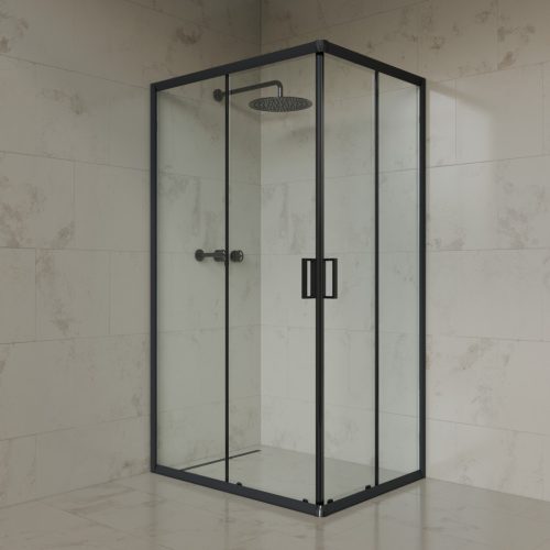 Welland RE-80 zuhanykabin elhúzható ajtóval - 80 x 100 cm - fekete profil