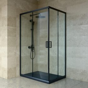 Welland RE-80 zuhanykabin elhúzható ajtóval - 80 x 110 cm - fekete profil