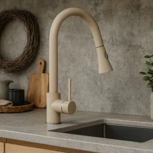 Welland Siena kihúzható fejes mosogató csaptelep (bézs)