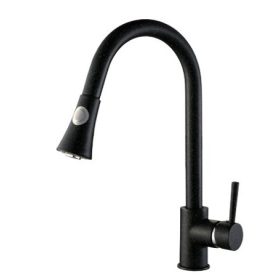 SNAKE gránit mosogató csaptelep - kihúzható fejjel - Fekete - nem szemcsés