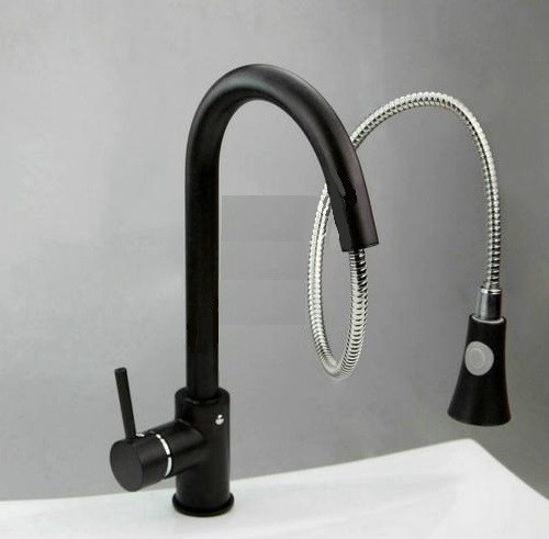 Welland Siena kihúzható fejes mosogató csaptelep - szemcsés fekete