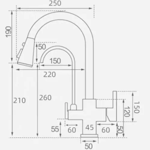 Welland Clearwater 3 utas / vízszűrős mosogató csaptelep - kihúzható zuhanyfej (bézs)
