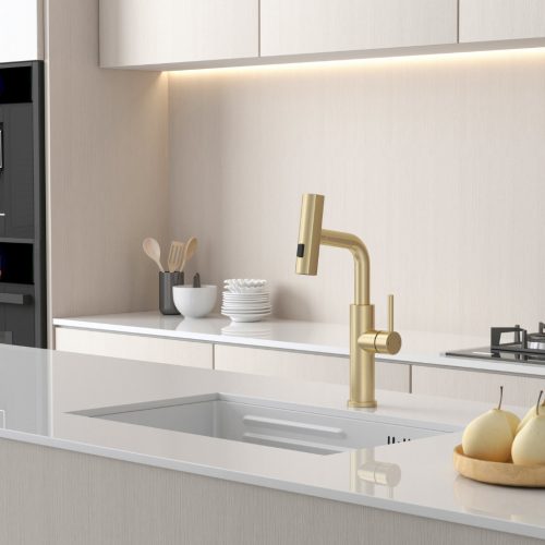 Welland S3281E-1 mosogató csaptelep - kihúzható multifunkciós fej - arany szín